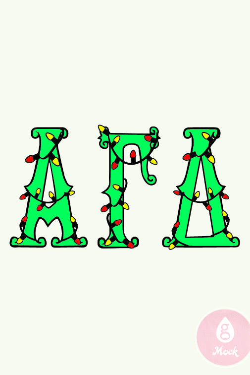 Alpha Delta Gamma Christmas Holiday Lights Letters