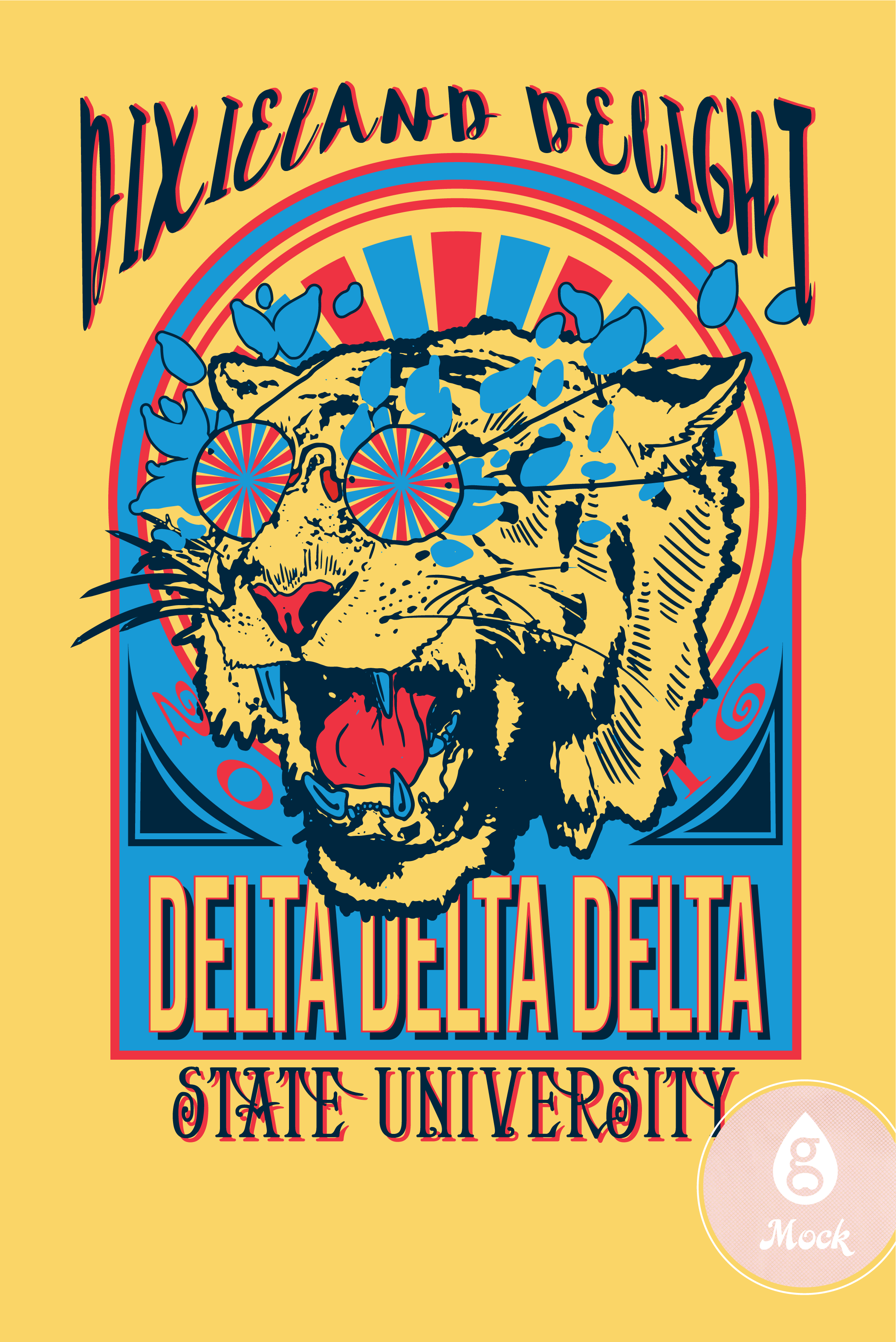 Tri Delta Dixieland Delight Hippie Glasses Tiger