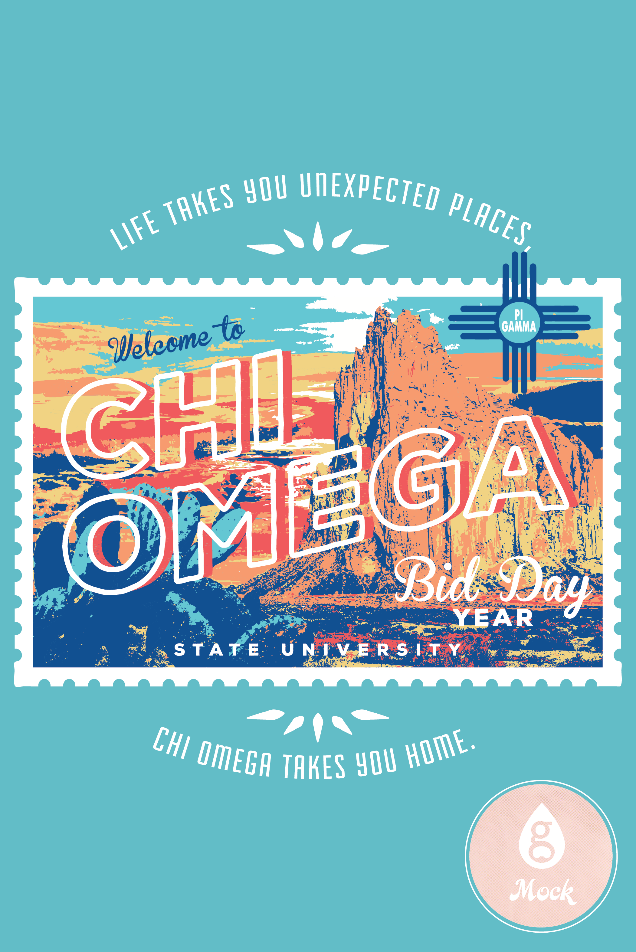 Chi Omega Bid Day Postcard Mountain