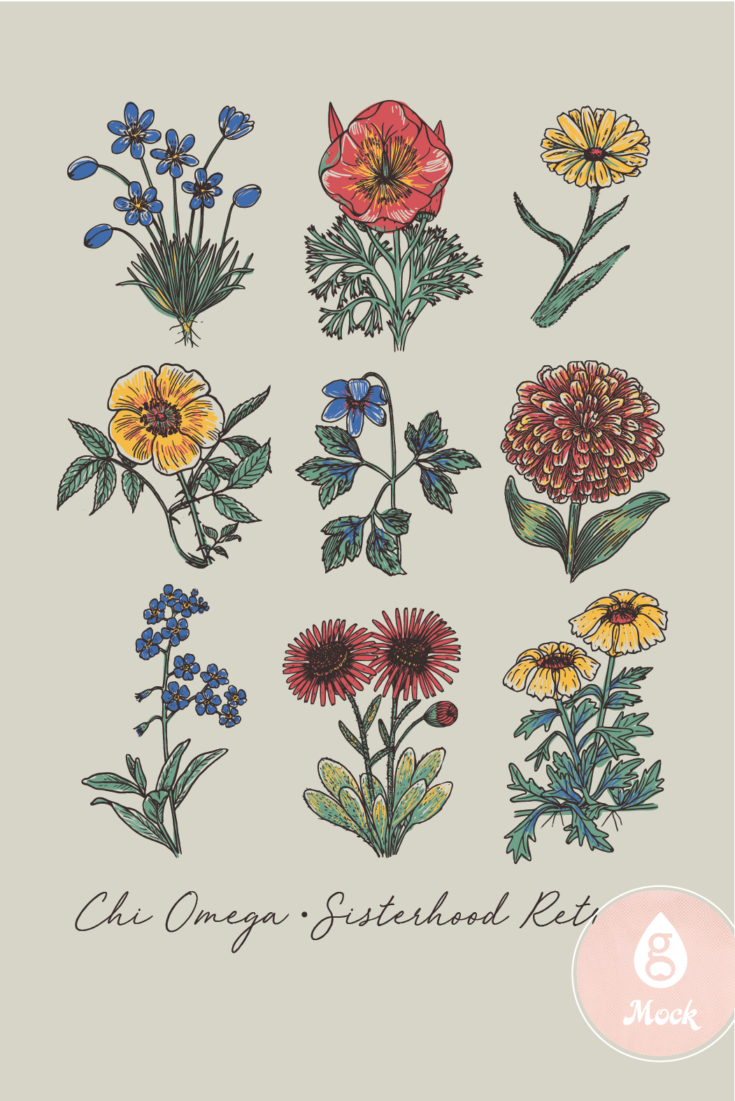 Chi Omega Sisterhood Retreat Flowers
