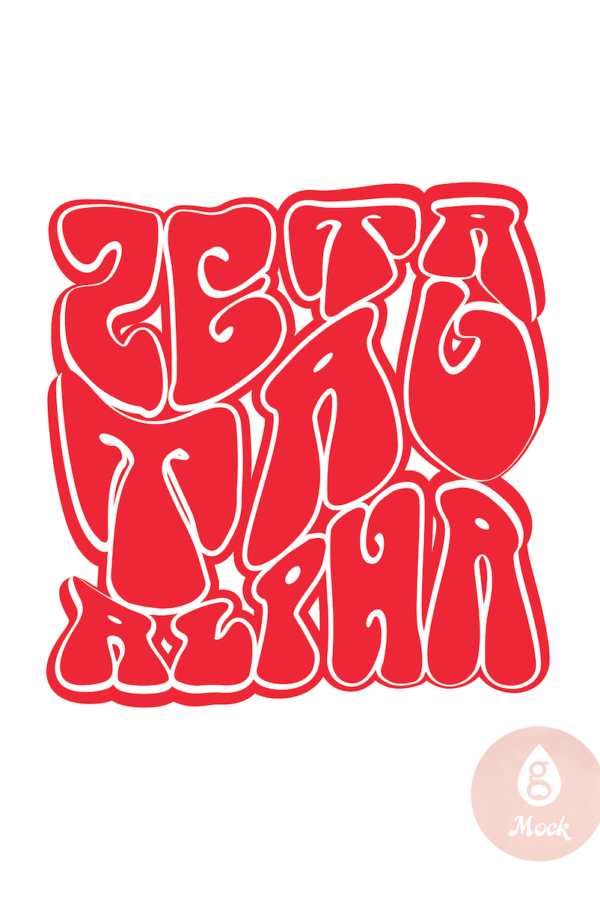 Zeta Tau Alpha Red Groovy Block Letters
